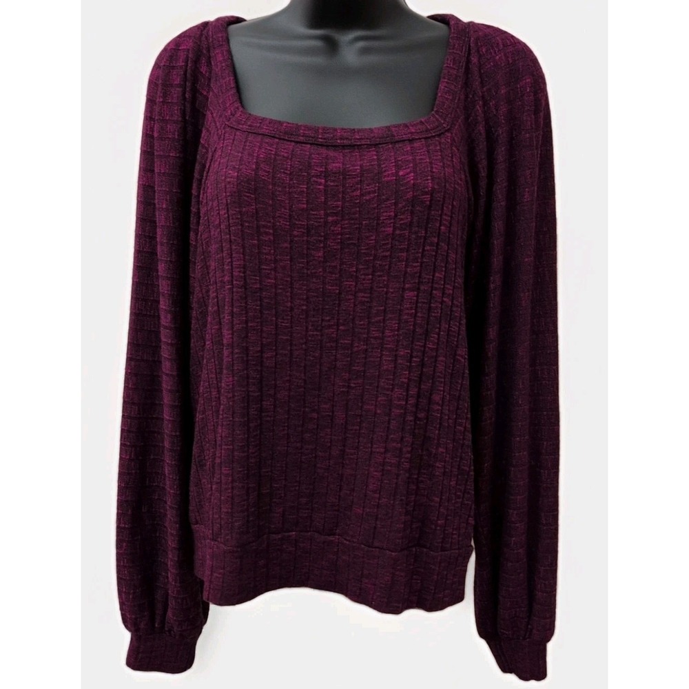 Michael Stars Evereve Fuchsia Heathered Polly Square Neck Top Size XS NWT - Picture 2 of 5